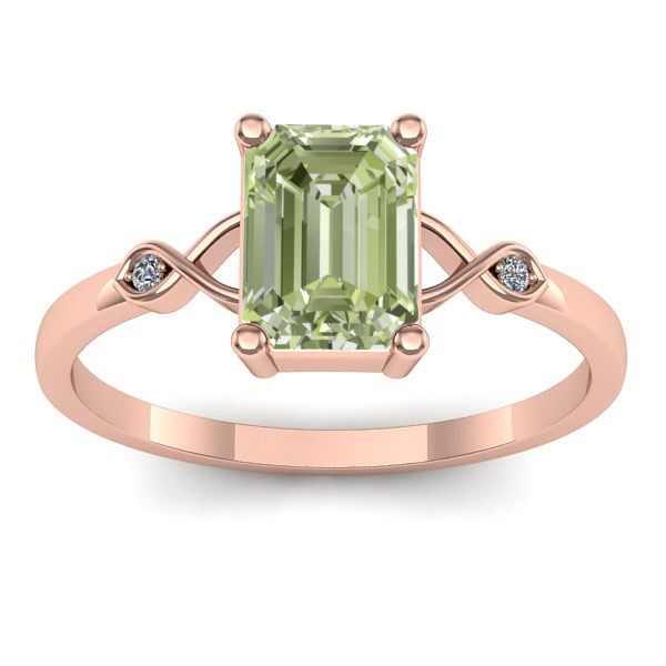 Inel cu diamant de laborator verde dreptunghiular