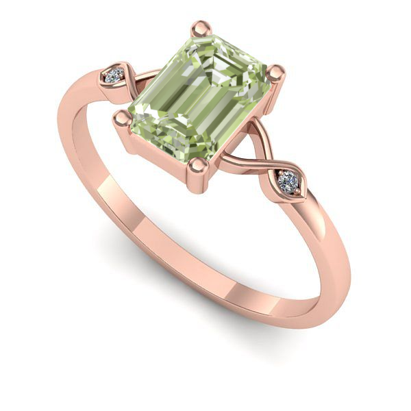 Inel de logodna din aur roz cu diamant de laborator verde