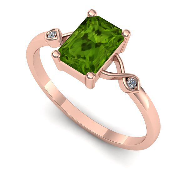 Inel din aur roz cu peridot