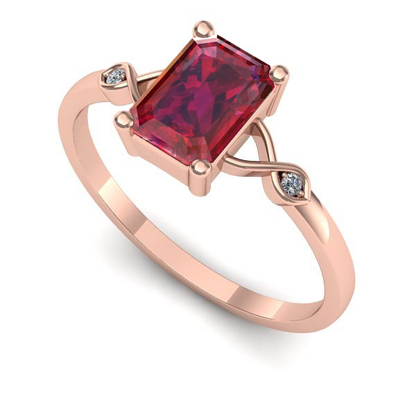 Inel de logodna din aur roz cu rubin