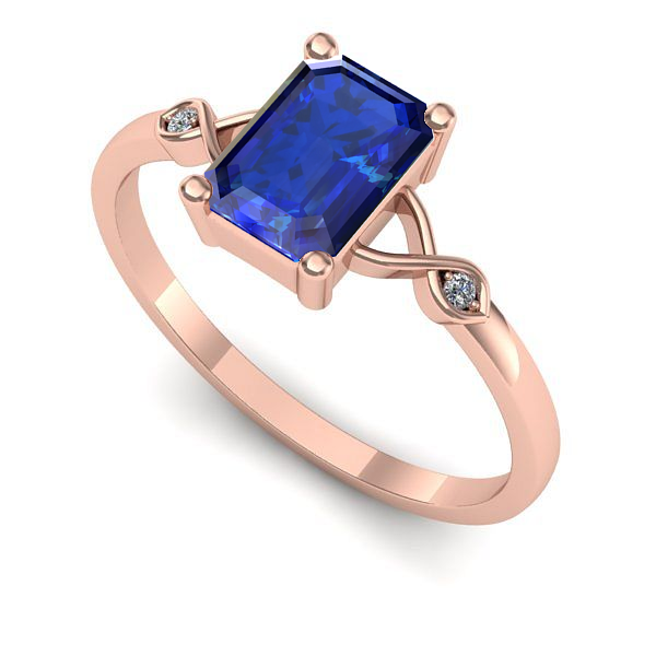 Inel din aur roz cu safir