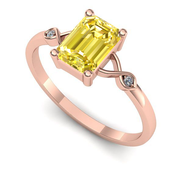 Inel din aur roz cu safir galben