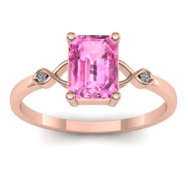 Inel cu safir roz dreptunghiular
