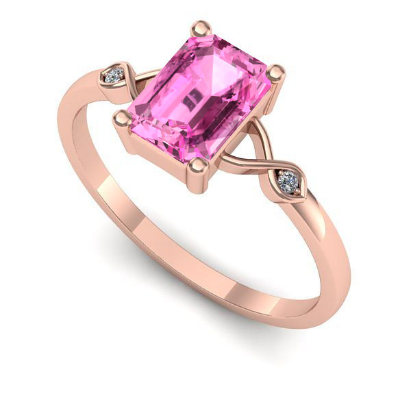 Inel de logodna din aur roz cu safir roz