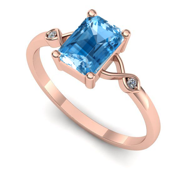 Inel de logodna din aur roz cu topaz blue