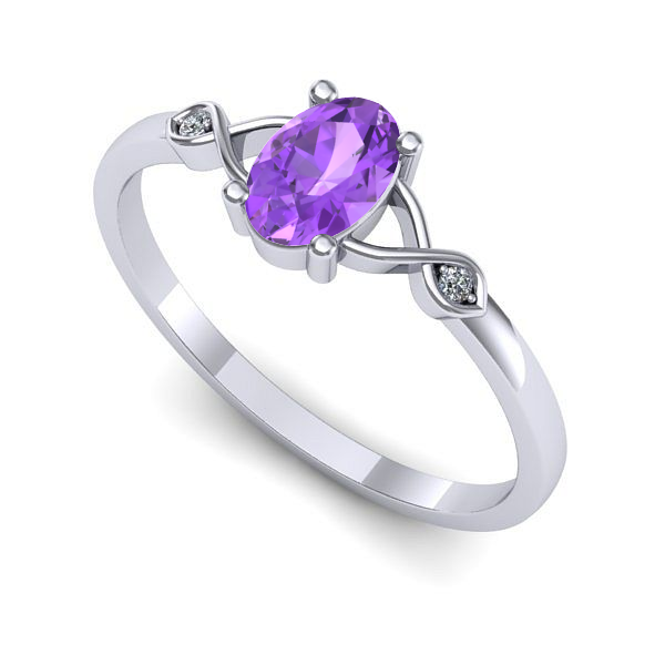 Inel logodna din aur alb cu ametist