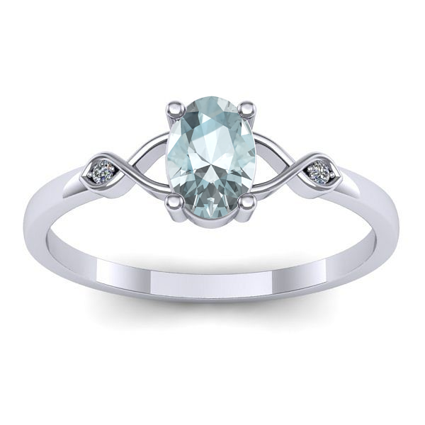 Inel de logodna cu aquamarin oval
