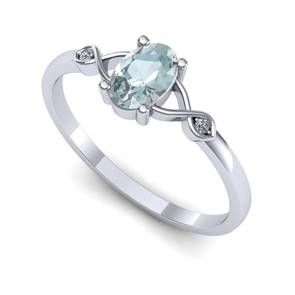 Inel logodna din aur alb cu aquamarin