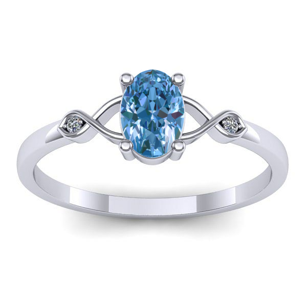 Inel cu diamant de laborator albastru oval