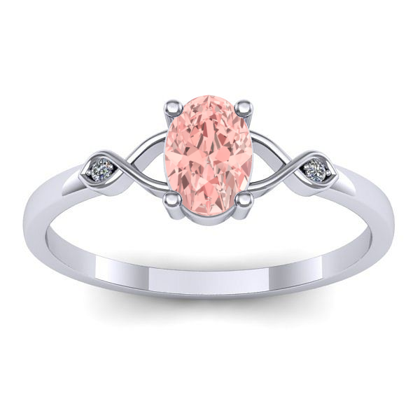 Inel logodna cu diamant de laborator roz oval