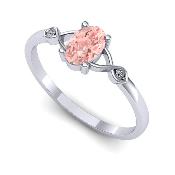Inel din aur alb cu diamant de laborator roz