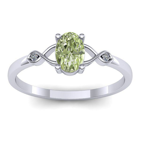 Inel cu diamant de laborator verde oval