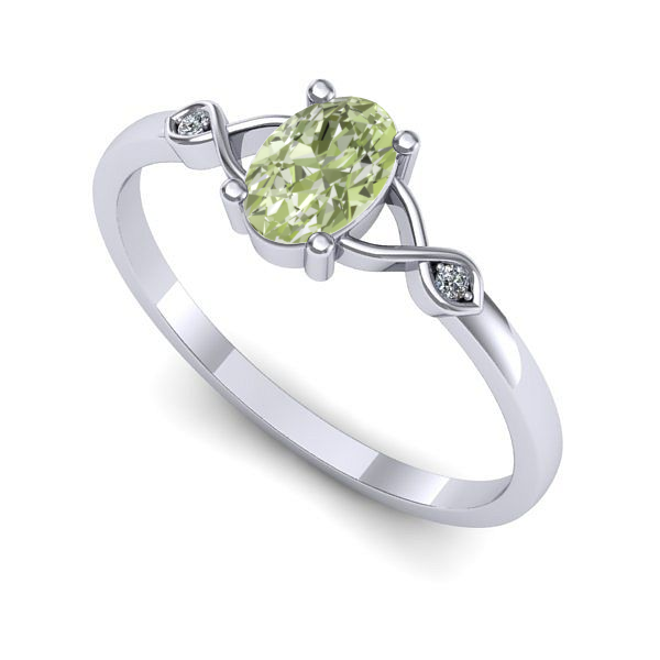 Inel logodna din aur alb cu diamant de laborator verde