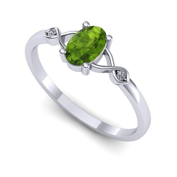 Inel din aur alb cu peridot
