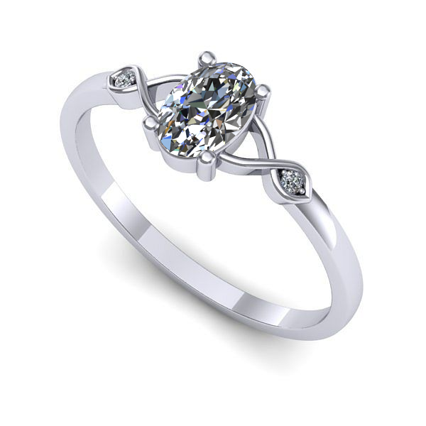 Inel de logodna din aur alb cu safir alb