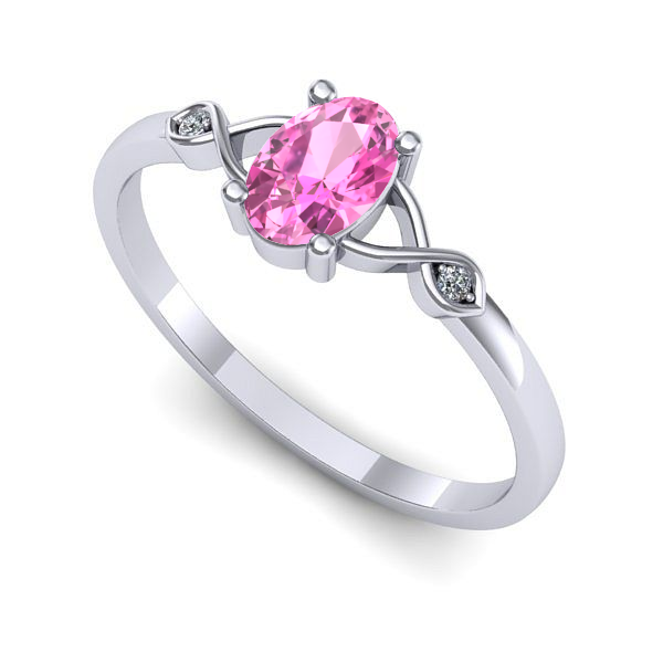 Inel de logodna din aur alb cu safir roz