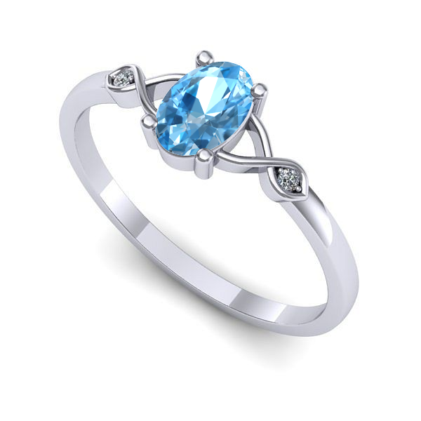 Inel din aur alb cu topaz blue