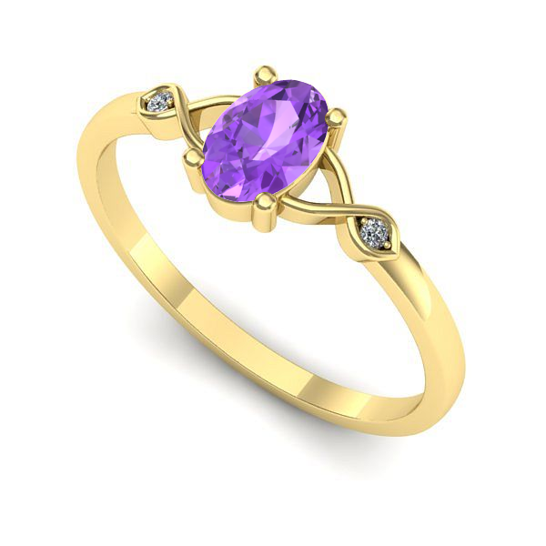 Inel de logodna din aur galben cu ametist