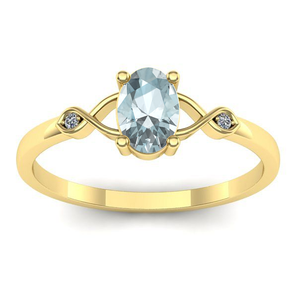 Inel logodna cu aquamarin oval