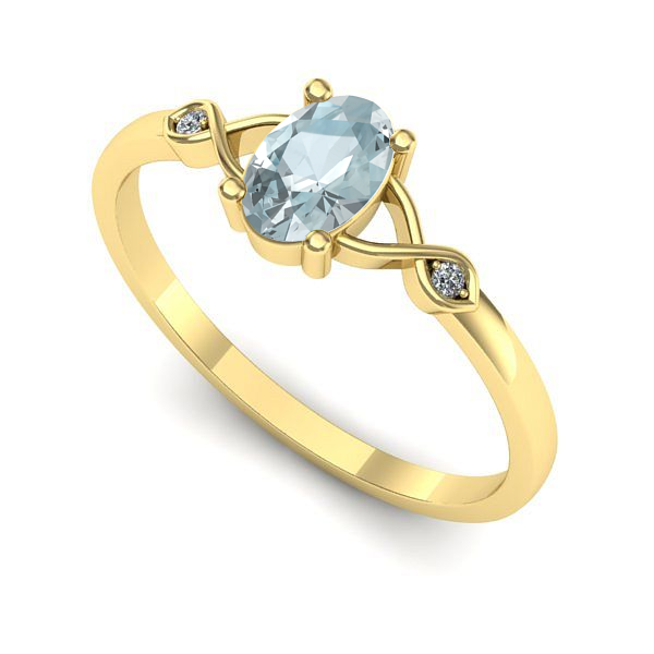 Inel din aur galben cu aquamarin