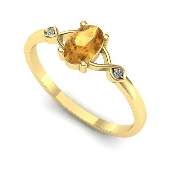 Inel de logodna din aur galben cu citrin