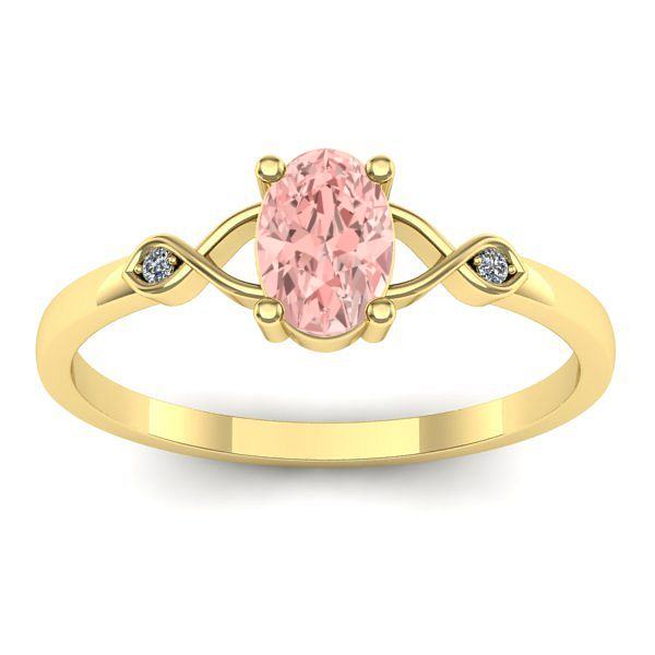Inel cu diamant de laborator roz oval