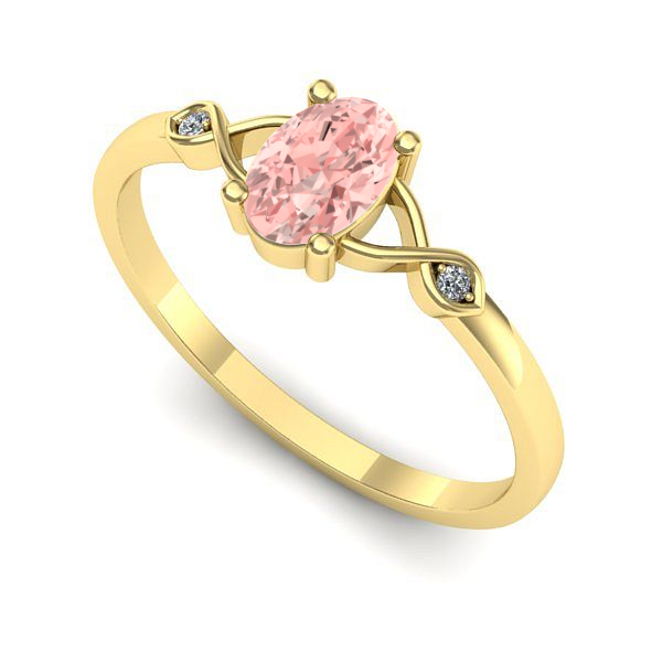 Inel din aur galben cu diamant de laborator roz
