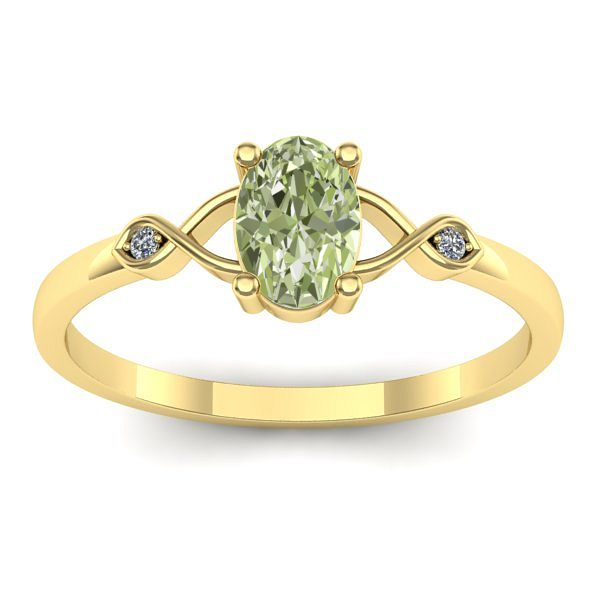Inel logodna cu diamant de laborator verde oval