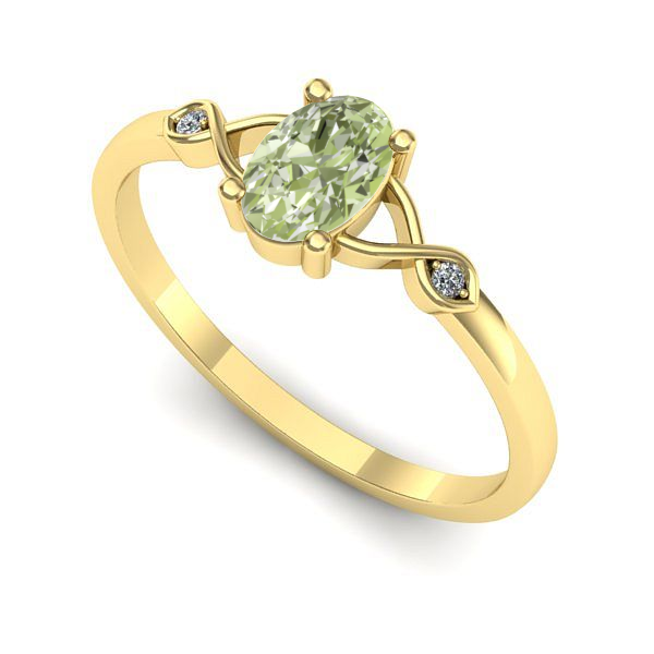 Inel logodna din aur galben cu diamant de laborator verde