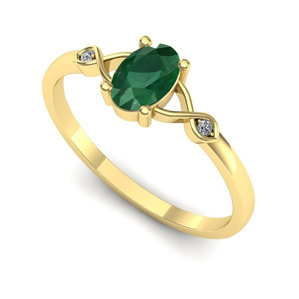 Inel de logodna din aur galben cu smarald