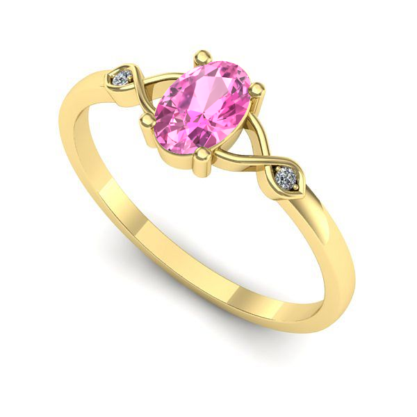 Inel din aur galben cu safir roz