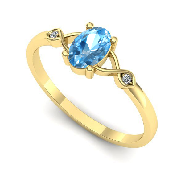 Inel de logodna din aur galben cu topaz blue