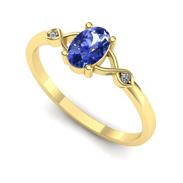 Inel logodna din aur galben cu tanzanit