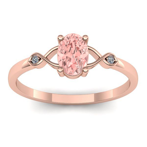Inel cu diamant de laborator roz oval