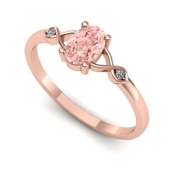 Inel din aur roz cu diamant de laborator roz