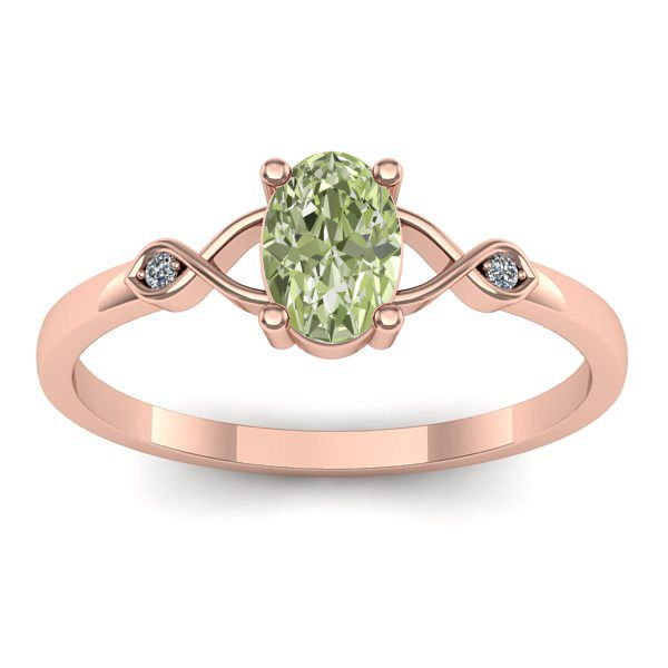 Inel de logodna cu diamant de laborator verde oval