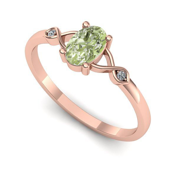 Inel logodna din aur roz cu diamant de laborator verde