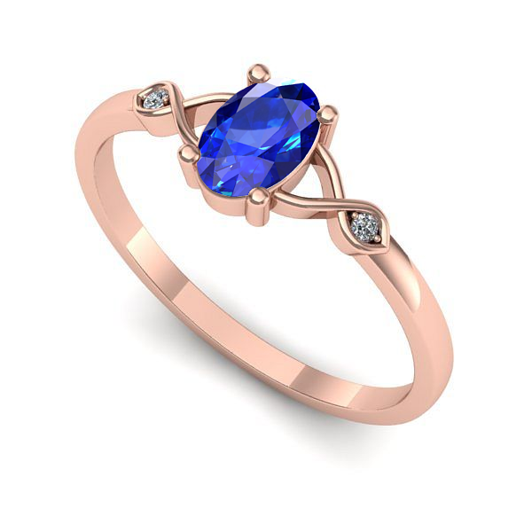 Inel de logodna din aur roz cu safir