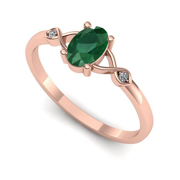 Inel din aur roz cu smarald