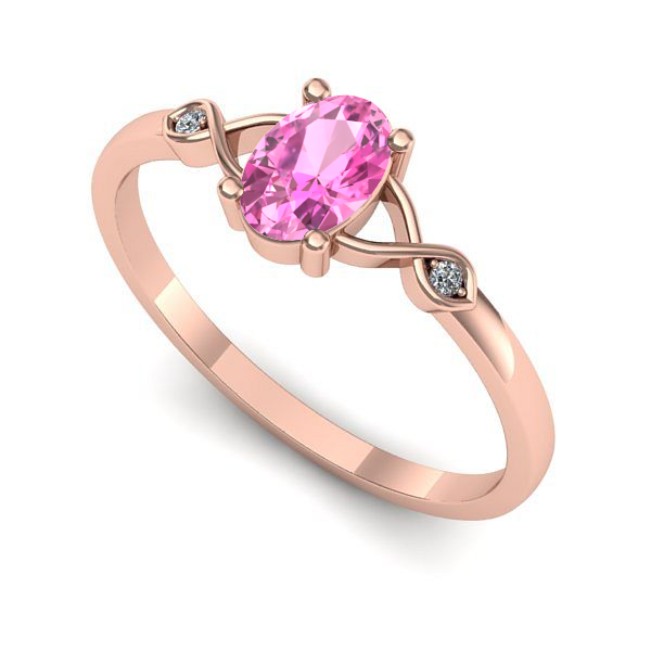 Inel din aur roz cu safir roz