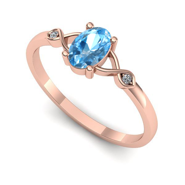 Inel din aur roz cu topaz blue