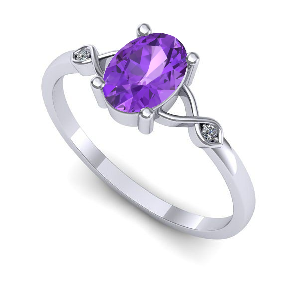 Inel de logodna din aur alb cu ametist