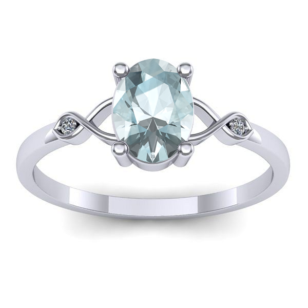 Inel logodna cu aquamarin oval