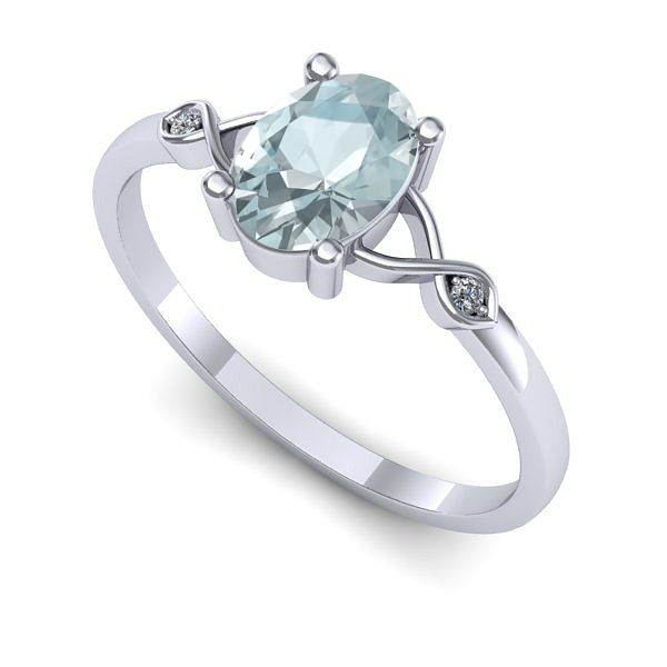 Inel de logodna din aur alb cu aquamarin