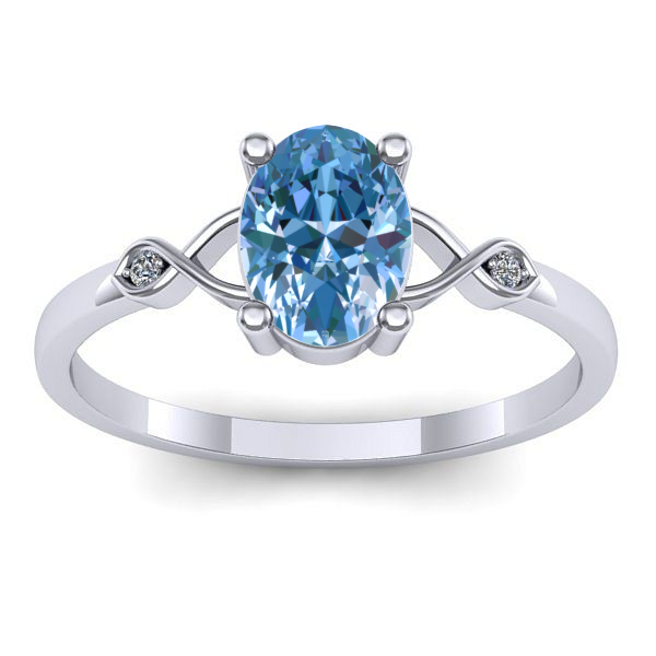 Inel cu diamant de laborator albastru oval