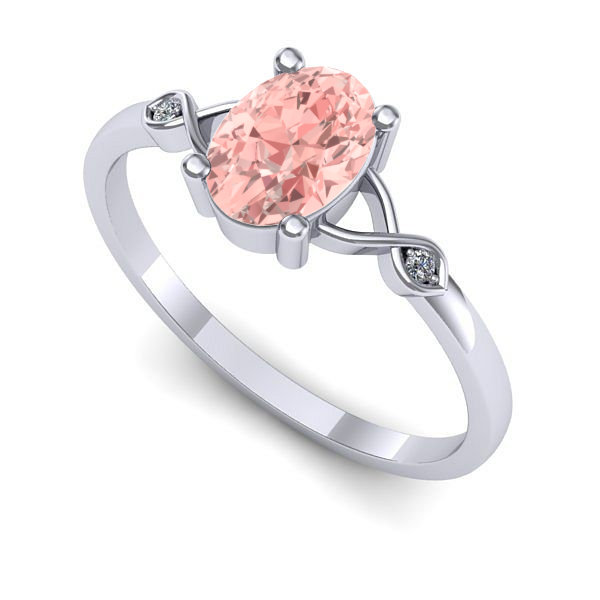 Inel logodna din aur alb cu diamant de laborator roz