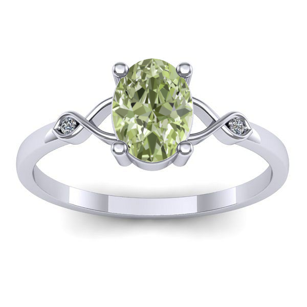 Inel cu diamant de laborator verde oval