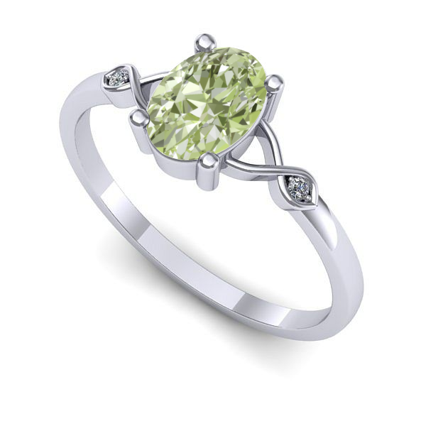 Inel de logodna din aur alb cu diamant de laborator verde