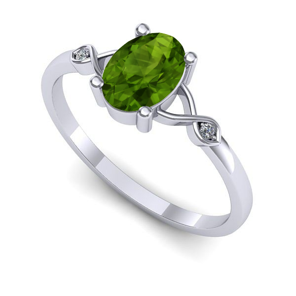 Inel din aur alb cu peridot