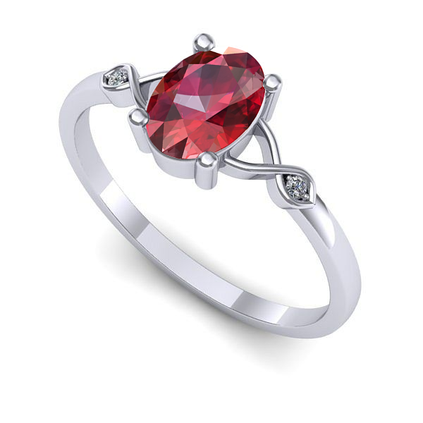 Inel de logodna din aur alb cu rubin